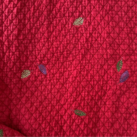 *SOLD* Red Quilted Jacket With Floral & Leaf Embroidery - Picture 6 of 12